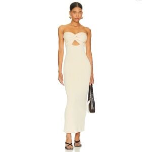 Chic Cream Strapless Maxi Dress